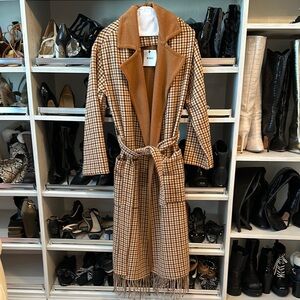 BB Dakota Brown Plaid Long Coat